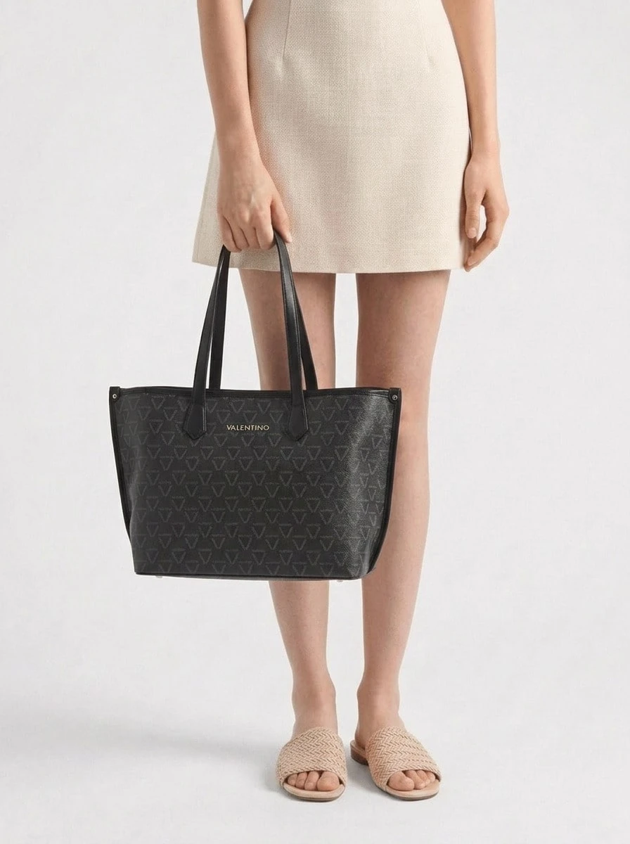 Valentino Women's Adjustable Strap Multi-Pocket Sturdy Commuting Daily Weekend Black VBS8GT02-395 - 黑色 - 查看 1