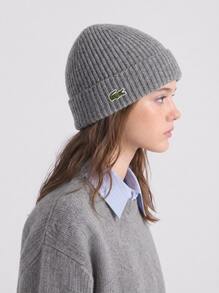 Lacoste Wool Unisex Beanie Hat Grey - Agate Chine - 查看 1