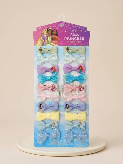 Disney 20 Pack Hair Bow – Cute Ribbon Hair Bow With Secure Clip Closure, Non-Slip Hold, Princess Fan Gift, Perfect Gift For Kids