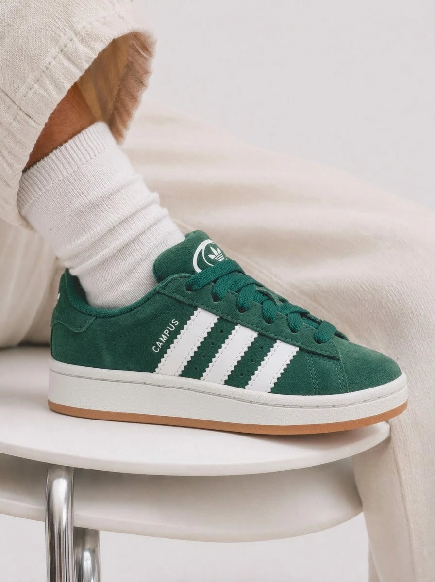 Adidas Campus Kids' Sneakers Responsive Durable Classic Street Style Running School White JI4332 - 深綠/雲白/膠狀 - 查看 1