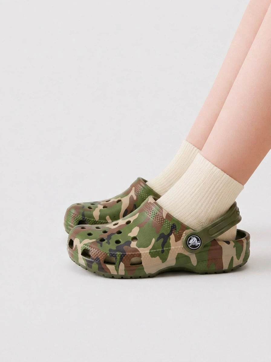 Crocs كلاسيكي مطبوع يونيسكس كلوج أخضر جيش / متعدد الألوان CR205813 - أخضر عسكري - مشاهدة 1