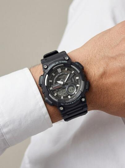Casio Resin Band Men's Digital Watch Black Waterproof AEQ-110W-1AVDF Sport Watch Durable Design Reliable Performance Premium Quality Everyday Essential