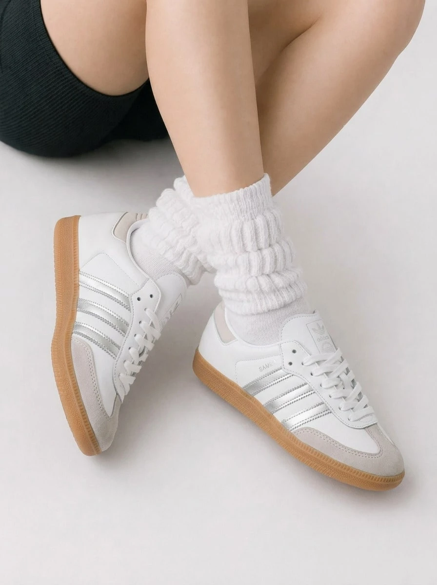 Adidas 桑巴和 W - 雲白/銀色金屬漆/灰色 - 查看 1