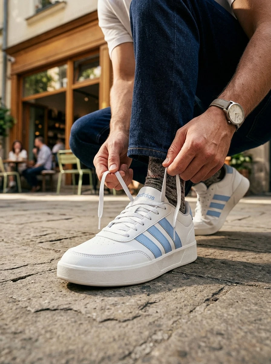 Adidas Hi Td 女款運動鞋 透氣百搭 日常戶外穿搭 白色 JQ6055 - 白色/藍色 - 查看 1