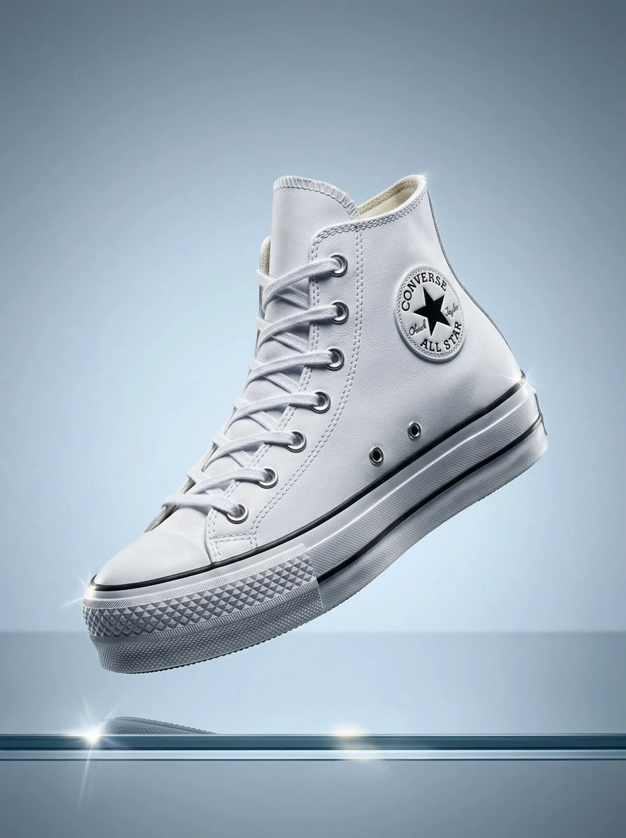 Converse Chuck Taylor All Star Lift 女款高筒皮革運動鞋,舒適百搭日常休閒白色 561676C - 白色 - 查看 1