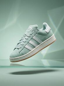 Adidas 阿迪达斯 CAMPUS 00s 女款运动鞋轻便缓震透气绒面革鞋面防滑鞋底柔软内衬舒适贴合经典标志日常街头健身郊游购物旅行春季绿白 JQ5752 - 綠/白 - 查看 1