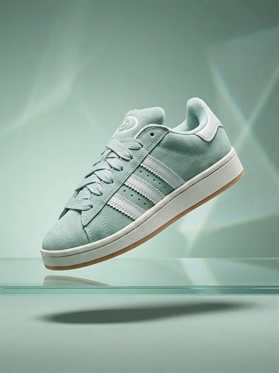Adidas 阿迪达斯 CAMPUS 00s 女款运动鞋轻便缓震透气绒面革鞋面防滑鞋底柔软内衬舒适贴合经典标志日常街头健身郊游购物旅行春季绿白 JQ5752 - 綠/白 - 查看 1