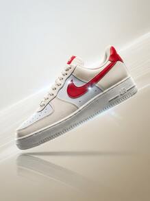 Nike Air Force 1 女款運動鞋 防滑支撐柔軟 運動校園風 黑色 DC9486-109 - 象牙色/米色/紅色 - 查看 1