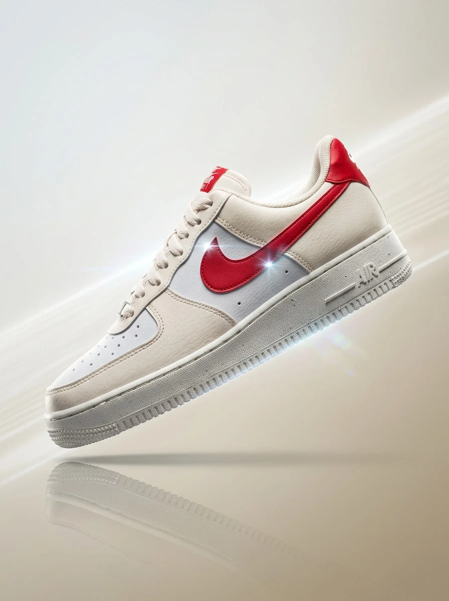 Nike Air Force 1 女款運動鞋 防滑支撐柔軟 運動校園風 黑色 DC9486-109 - 象牙色/米色/紅色 - 查看 1