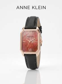 Anne Klein 皮革表带女士腕表 - black/burgundy - 查看 1