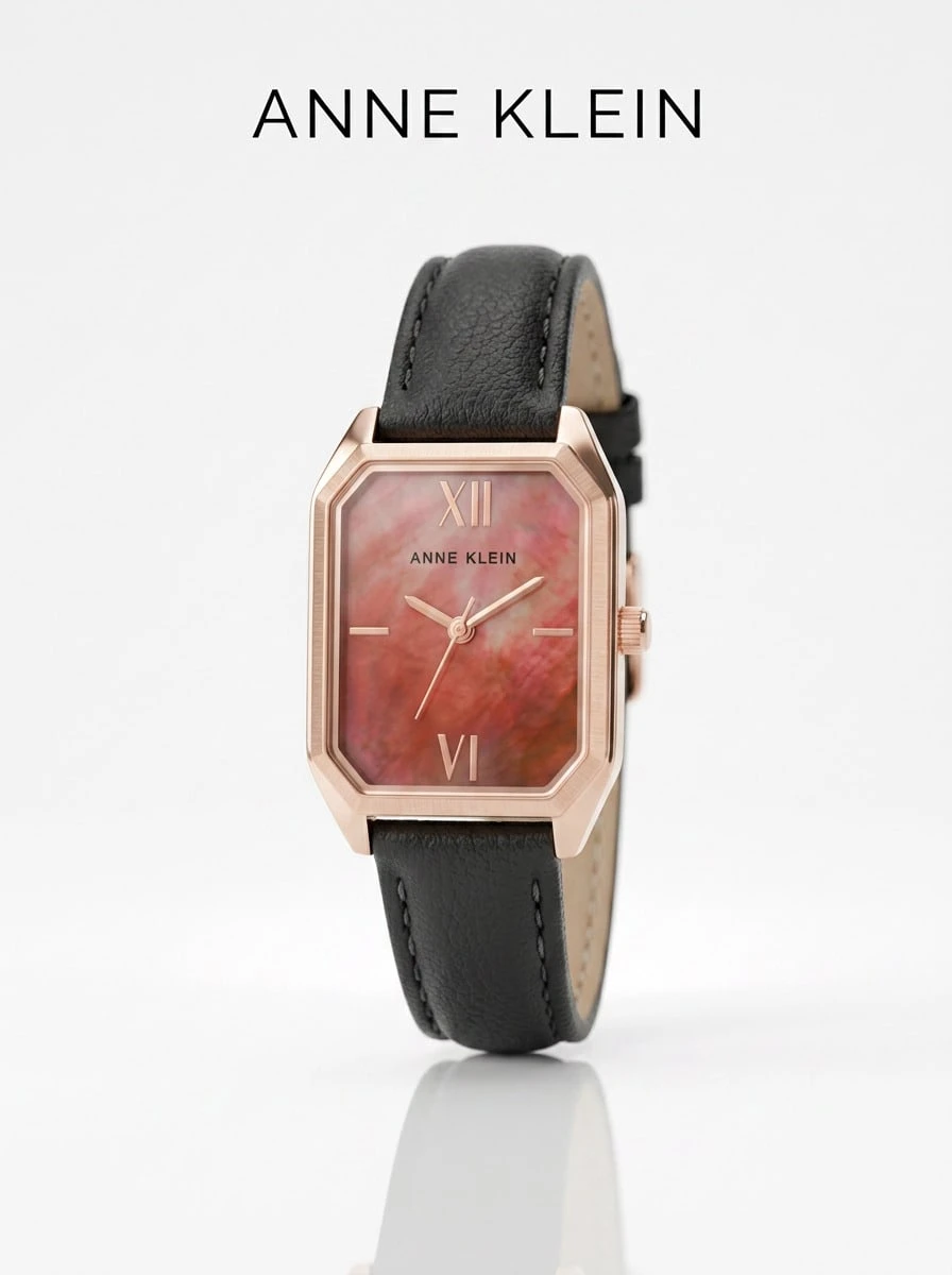 Anne Klein 皮革表带女士腕表 - black/burgundy - 查看 1