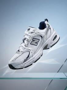 New Balance 新百伦男式运动鞋休闲健身日常穿着透气缓震轻便稳定易搭配系带舒适白银海军蓝 MR530SG - 白色/天然靛藍 - 查看 1