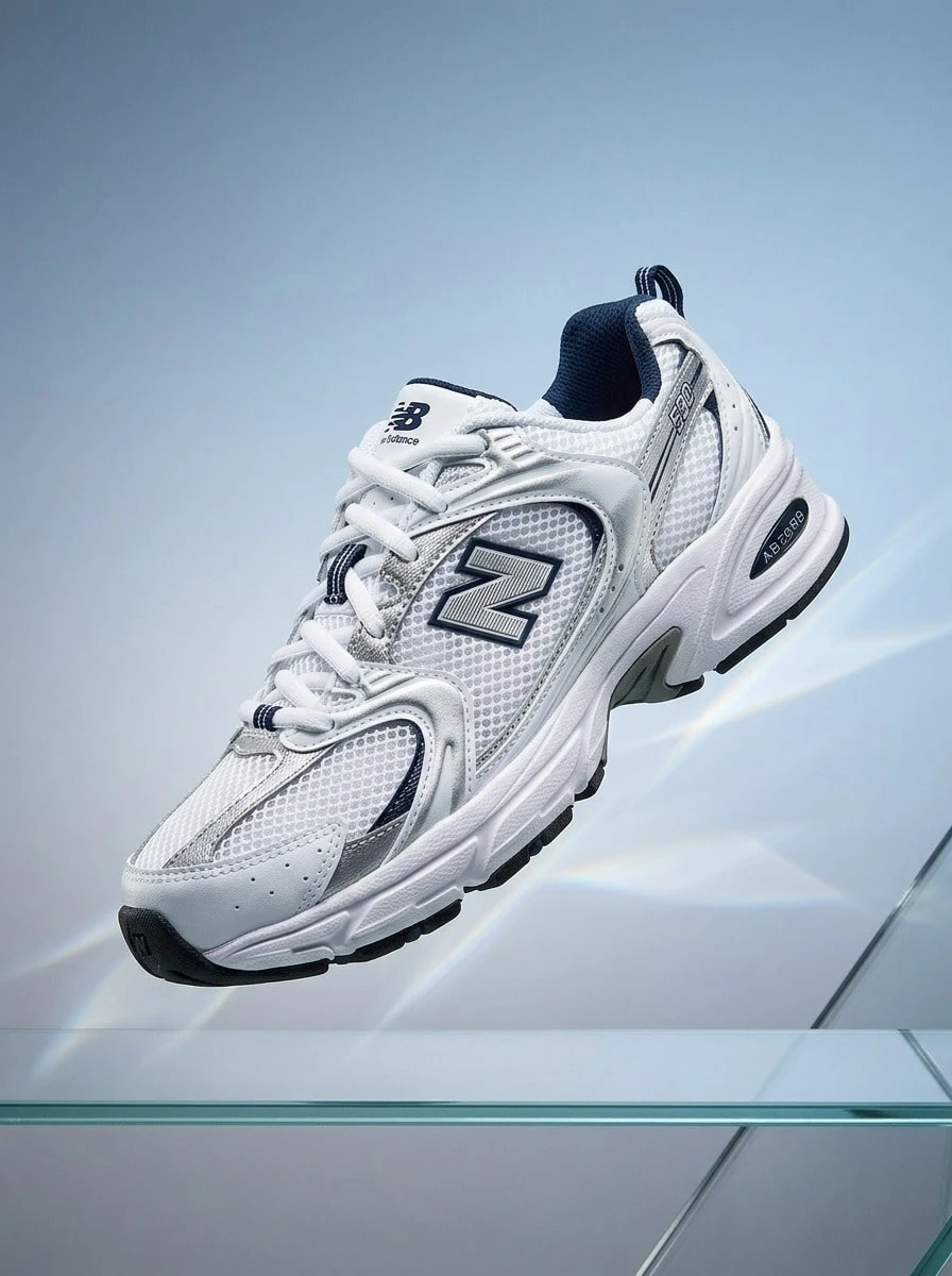 New Balance 新百伦男式运动鞋休闲健身日常穿着透气缓震轻便稳定易搭配系带舒适白银海军蓝 MR530SG - 白色/天然靛藍 - 查看 1