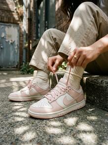 Nike Dunk Low Hi Td 女款運動鞋 透氣百搭日常跑步鞋 白色 DD1503-102 - 粉紅色/白色 - 查看 1
