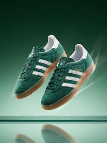 Adidas Gazelle 女款運動鞋 麂皮輕量透氣緩震 日常休閒 黑色 JI2062 - 綠色和白色 - 查看 1