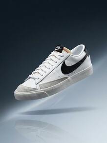 Nike Blazer Low Hi 女款運動鞋，輕量透氣緩震，適合日常健身，黑色 DC4769-102 - 黑白 - 查看 1