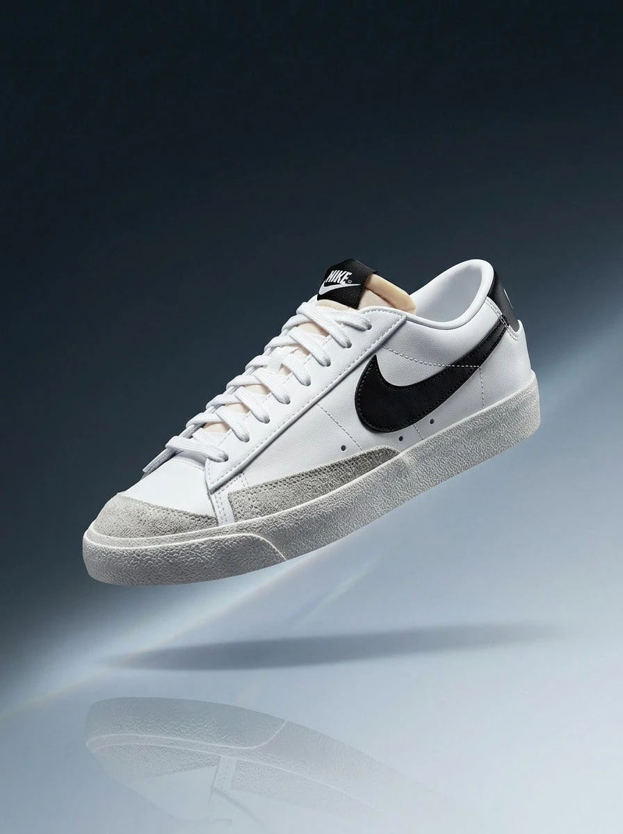 Nike Blazer Low Hi 女款運動鞋,輕量透氣緩震,適合日常健身,黑色 DC4769-102 - 黑白 - 查看 1