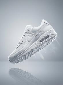 Nike Air Max 90 男款運動鞋 皮革輕量透氣緩震 日常休閒 白色 CN8490-100 - 白色 - 查看 1