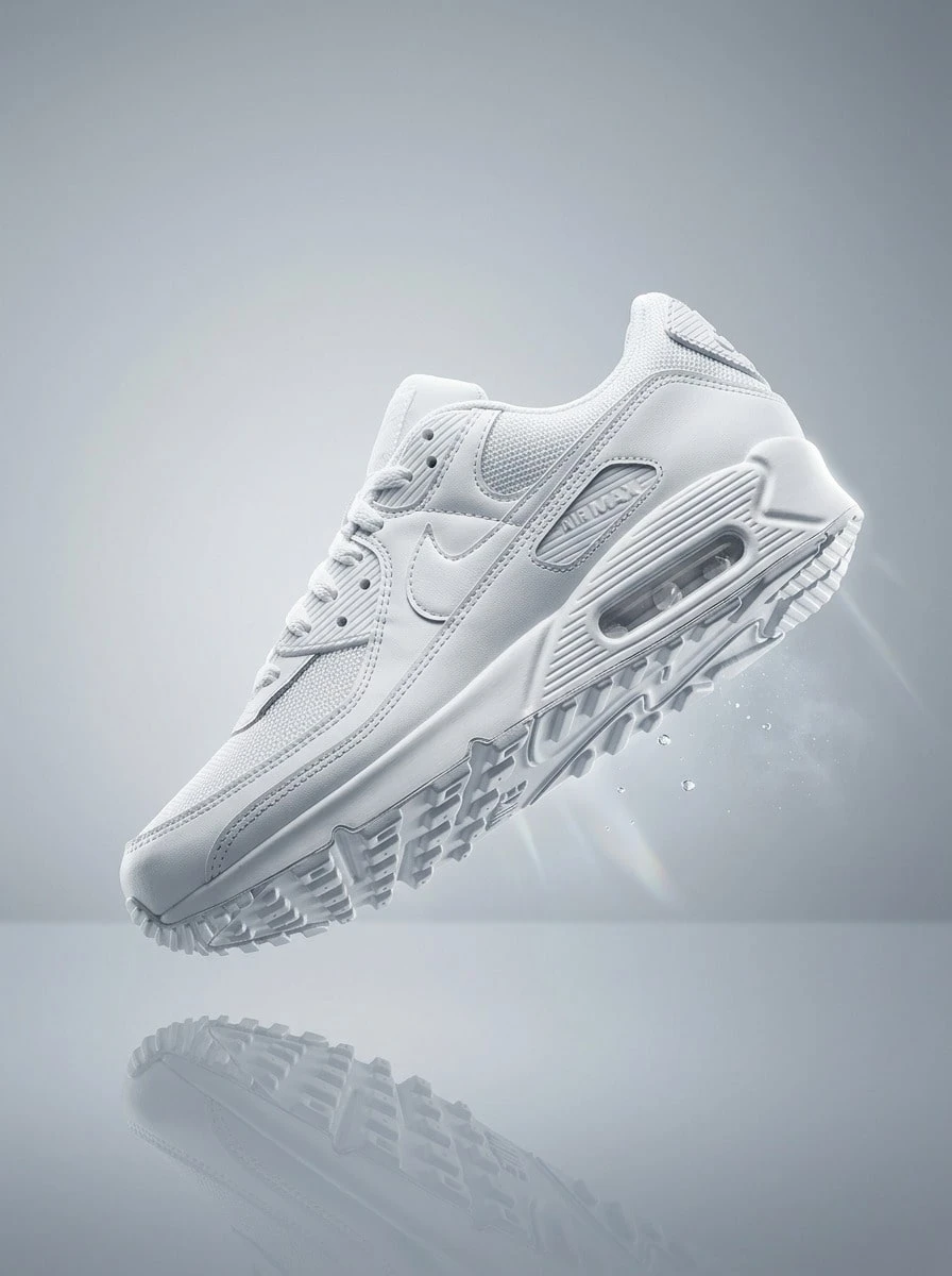 Nike Air Max 90 男款運動鞋 皮革輕量透氣緩震 日常休閒 白色 CN8490-100 - 白色 - 查看 1