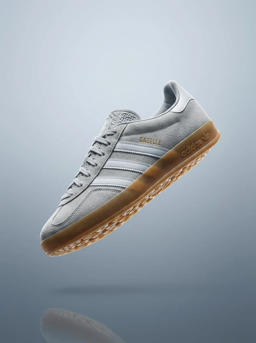 Adidas 阿迪达斯 Gazelle Indoor 男式休闲运动鞋 - 灰色 - 查看 1