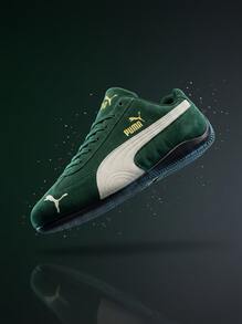 Puma Speedcat Hi Se 男款運動鞋，輕量透氣緩震，日常休閒，黑色 398846-12 - 綠色和白色 - 查看 1