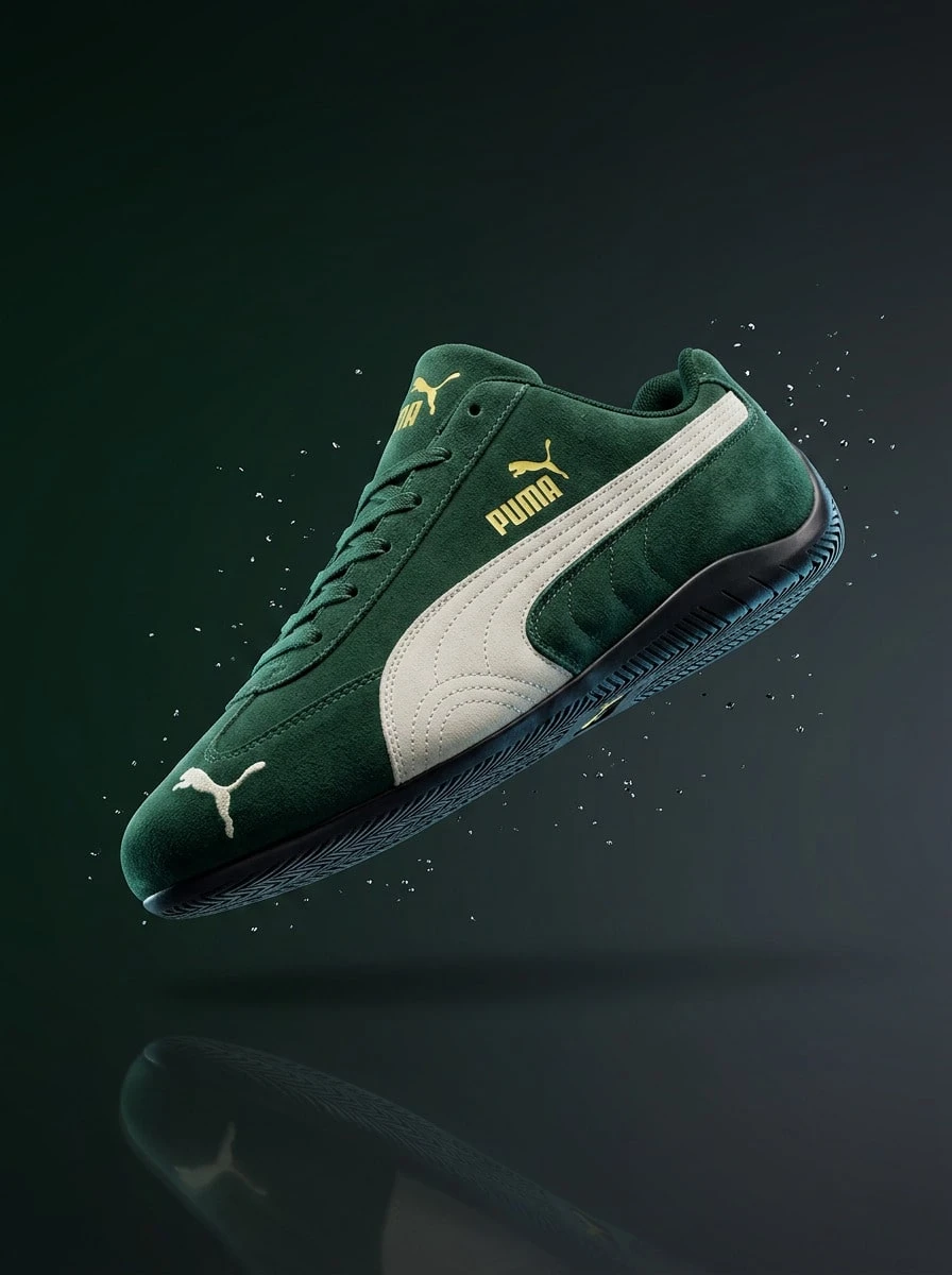 Puma Speedcat Hi Se 男款運動鞋,輕量透氣緩震,日常休閒,黑色 398846-12 - 綠色和白色 - 查看 1