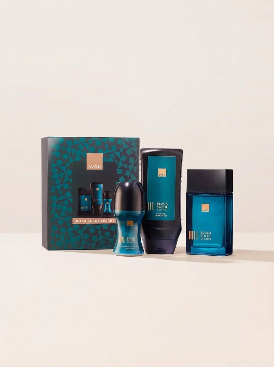 Avon Black Suede Secret Eau De Toilette 100 Ml Gift Set Set – Cologne Gift Set, Long Lasting, For Men, Woody, Deep Teal, Suitable For Daily Wear - EDT - View 1