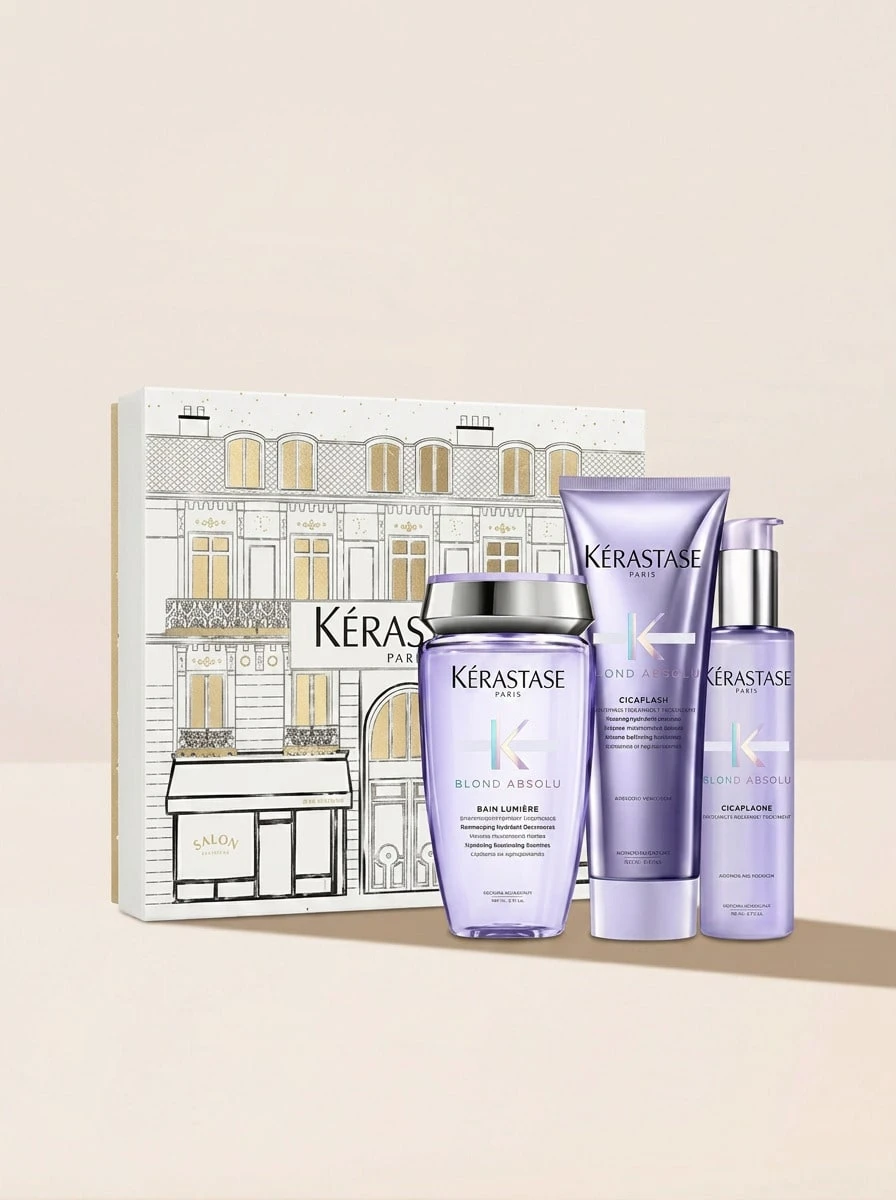 Kérastase Blond Absolu Hair Care Gift Set – Hair Care Set, Anti-Brass, For Blonde Hair, Floral, Purple, Hyaluronic Acid, Suitable For Daily Hair Wash Routine - viola - View 1