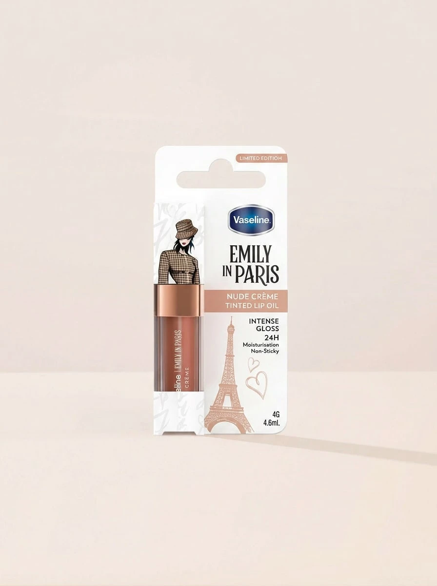 Vaseline Emily In Paris Tinted Lip Oil Nude Crème 4 G – Intense Gloss And 24H Moisturization, Non-Sticky Hydrating Formula, Limited Edition Collection, Perfect For Daily Makeup Routine, Polished Neutral Finish For Women - Nude Cream - View 1