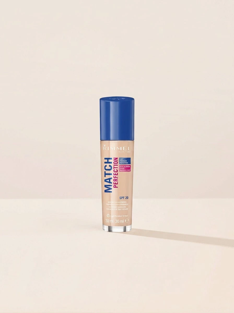 Rimmel Match Perfection Foundation Light Porcelain 10 Cool 30 Ml – Foundation, Invisible Coverage, For Fair Skin Tones, Light Porcelain, SPF 20, Suitable For Daily Makeup Routine - 10 Porcelain - View 1