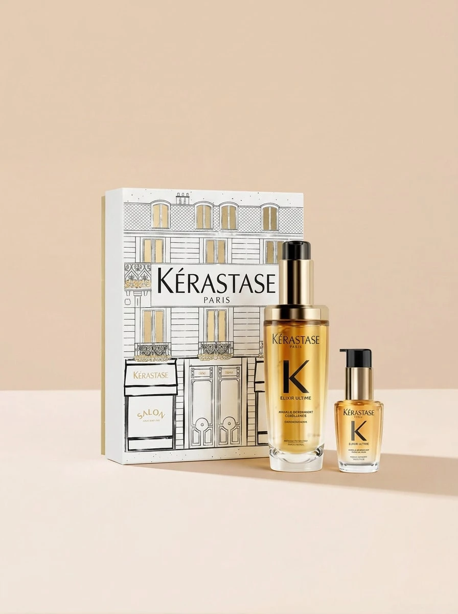 Kérastase Kerastase Elixir Ultime Set 105 Ml Set – Hair Oil, Shine-Enhancing, For Dull Hair, Floral, Gold, Marula Oil, Suitable For Holiday Gift - Gold - View 1