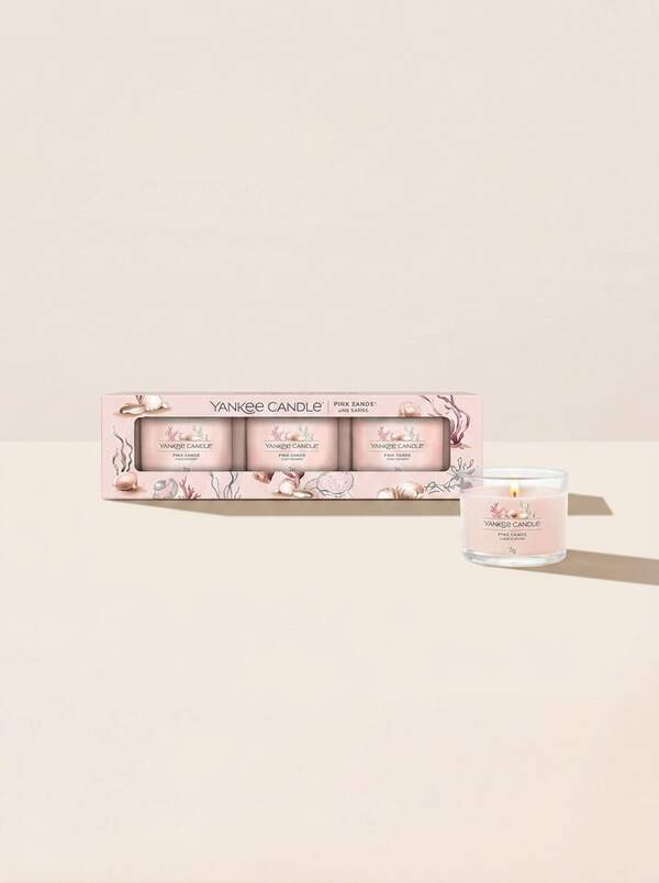Yankee Candle Pink Sands Candle 3 X 37 G Gift Set Set – Scented Candles, Long-Lasting Fragrance, For Women, Citrus, Pink, Premium Wax, Suitable For Home Relaxation