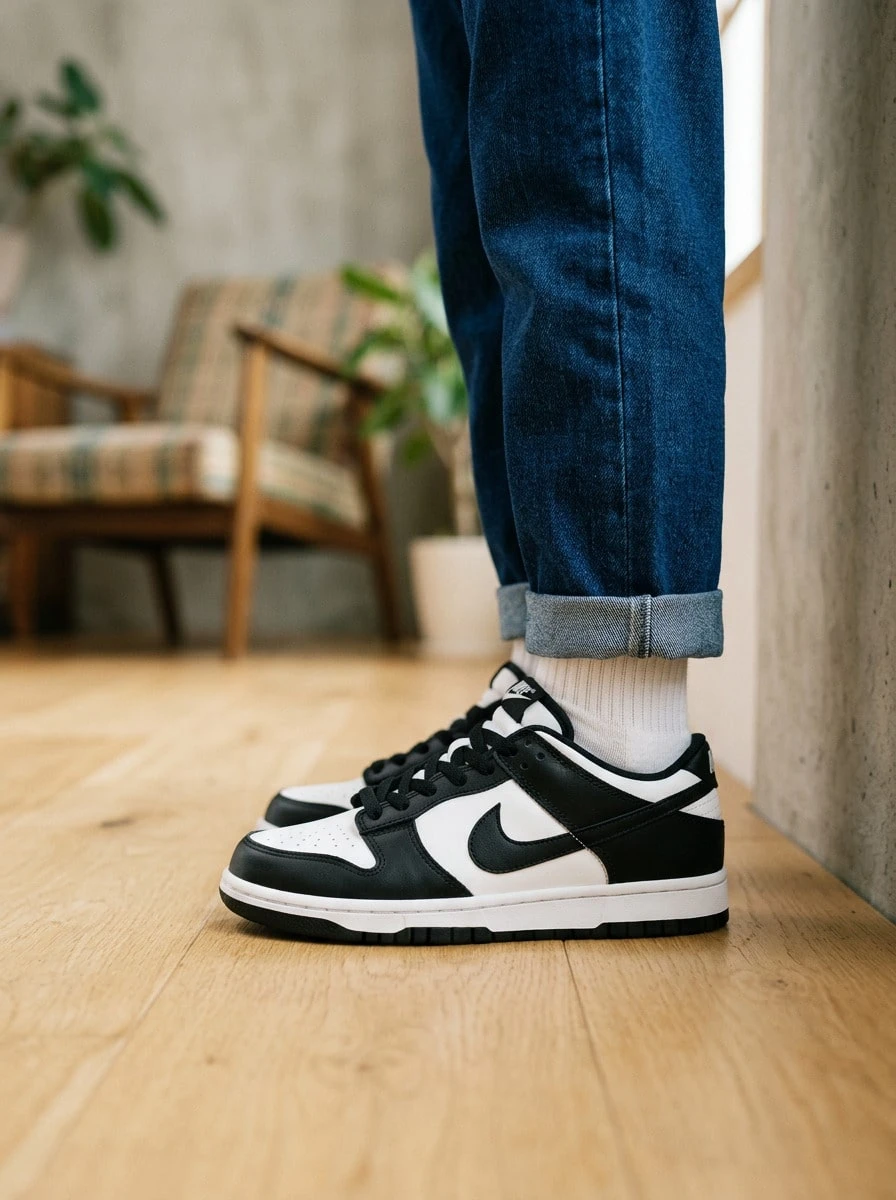 Nike Dunk Low Hi Gs 女款運動鞋,輕量透氣緩震,日常休閒,黑色 CW1590-100 - 白色/白色/黑色 - 查看 1