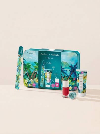 Baija Nails & Glitter Party Hands Care Gift Set – Manicure Kit, Moisturizing, For Girls, Tropical Floral, Vibrant Red, Suitable For Birthday Party