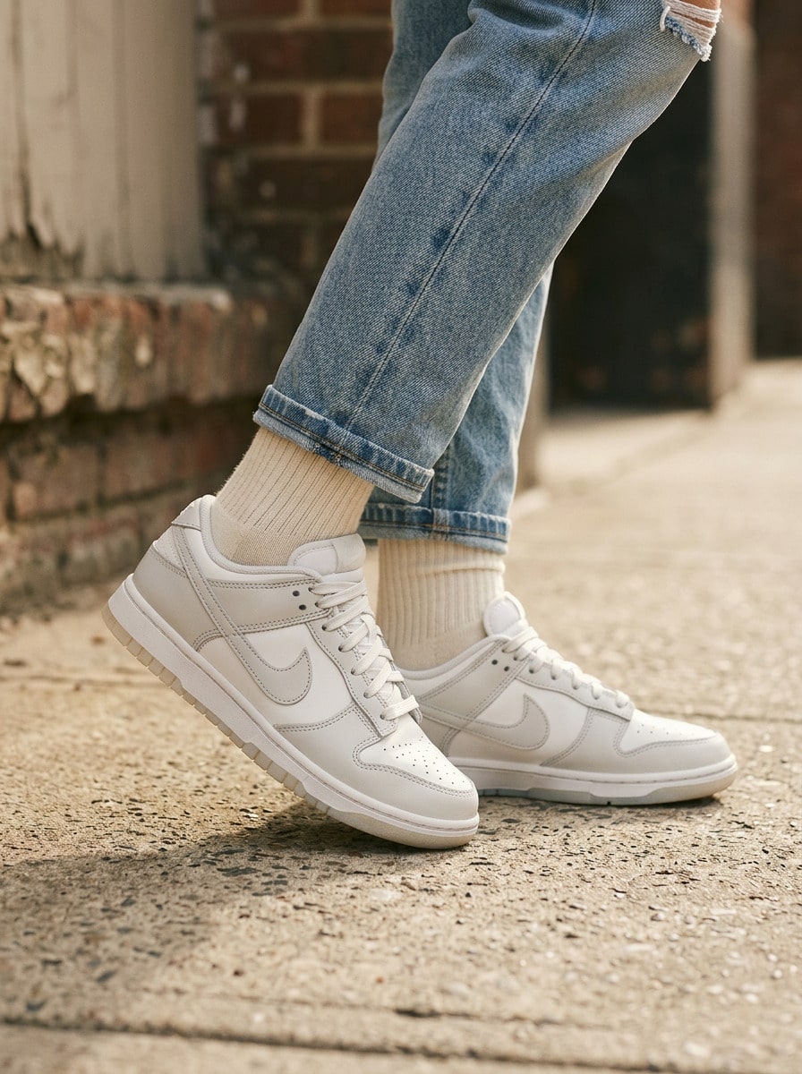 Nike Dunk Low Women Sneakers Flexible Lightweight Breathable Training Sports Black DD1503-103 - White - View 1