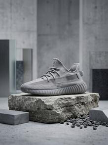 Adidas Yeezy 女款運動鞋 針織輕量透氣 緩震 日常休閒 灰色 If3219 - 灰色 - 查看 1