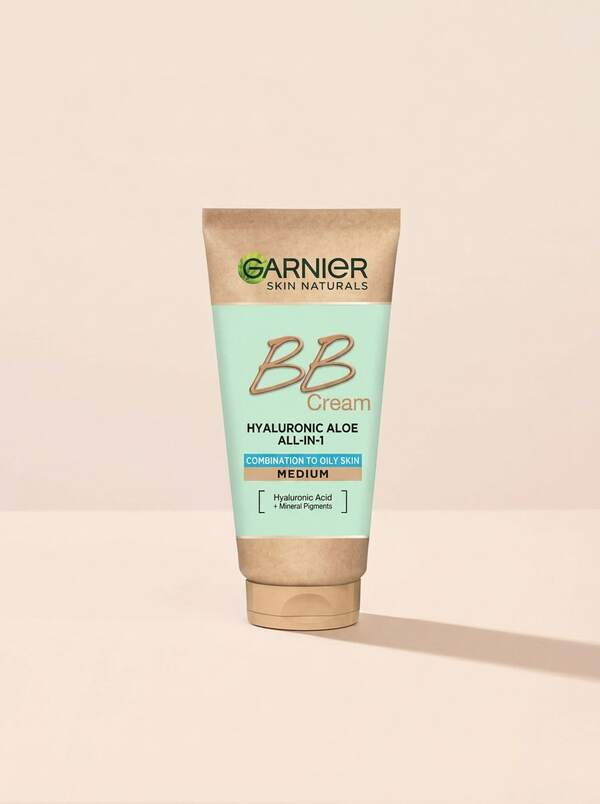 Garnier SkinActive Oil-Free BB Cream Medium 50 Ml – All-In-1 Hyaluronic Aloe Formula, Matte Finish For Combination To Oily Skin, Hydrating Mineral Pigment Coverage, Lightweight Tinted Moisturizer For Daily Use
