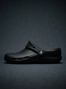 Crocs 男女通用木屐，吸汗透气，防晒防风保暖，多功能，纯色Logo，易洗速干，适合运动、户外跑步、日常穿着，男女通用，黑色，货号10075-001 - 黑色 - 查看 1