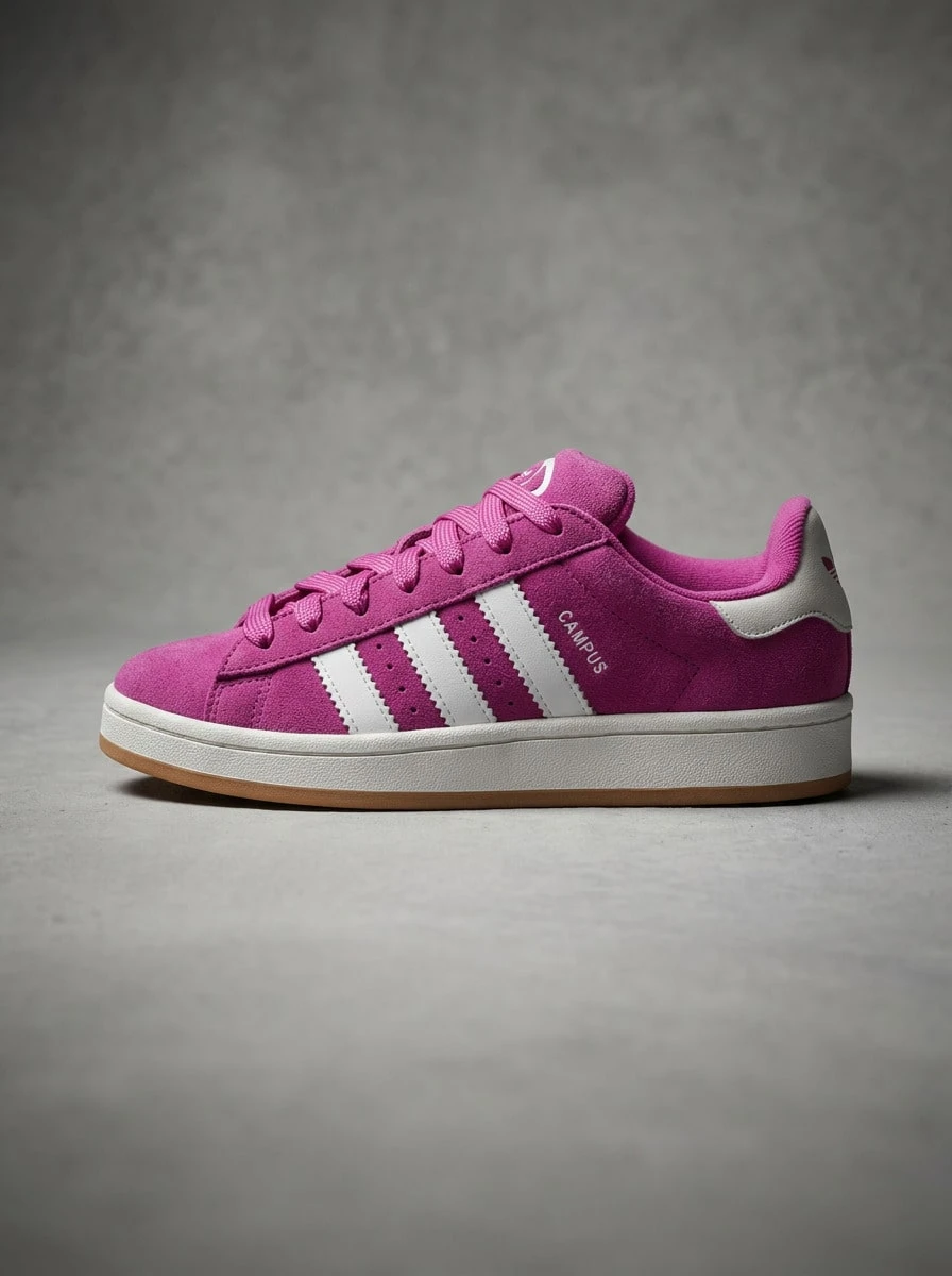Adidas Campus 女款運動鞋 柔軟輕量透氣 訓練運動鞋 黑色 IG9156 - 半紫紅色 - 查看 1