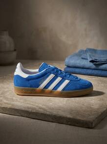 Adidas Gazelle 女款運動鞋 麂皮輕量透氣緩震 日常休閒 海軍藍 JI2061 - 藍白 - 查看 1