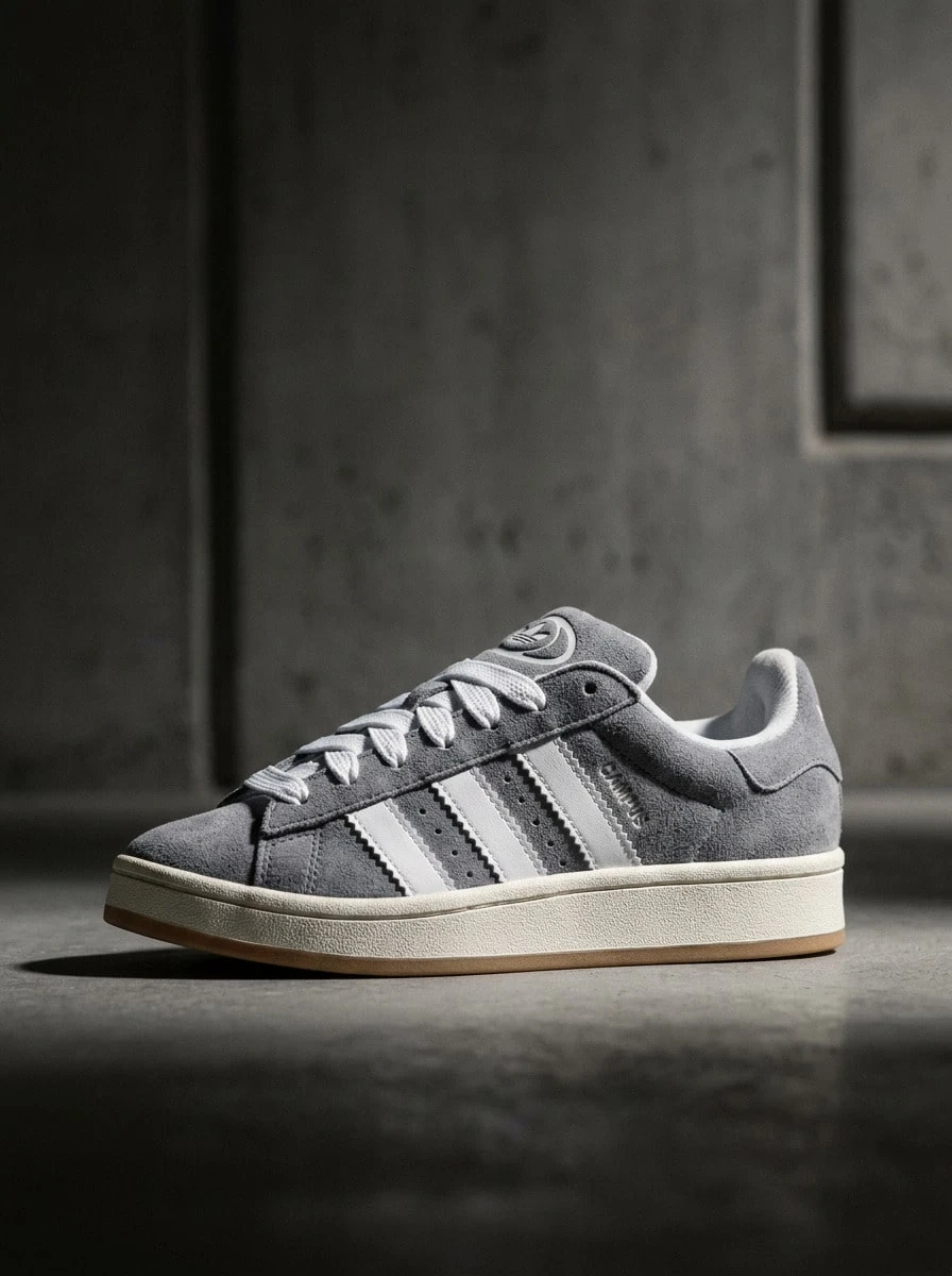 Adidas Campus 女款運動鞋 皮革輕量透氣緩震 日常休閒 白色 HQ8707 - 灰色 - 查看 1