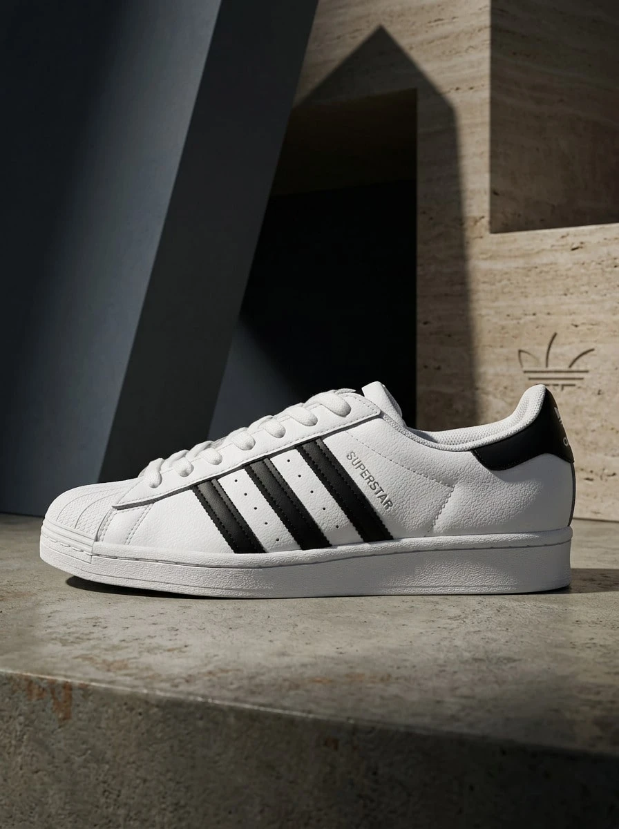 Adidas Superstar 女款運動鞋,輕量透氣、緩震舒適、親膚百搭,適合日常休閒,黑色 EG4958 - 白色/黑色 - 查看 1