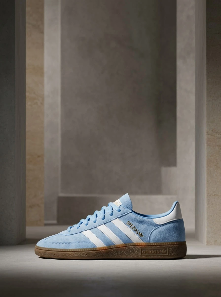 Adidas Handball Spezial 女款運動鞋 防滑支撐柔軟健身訓練鞋 黑色 BD7632 - 淺藍色 - 查看 1