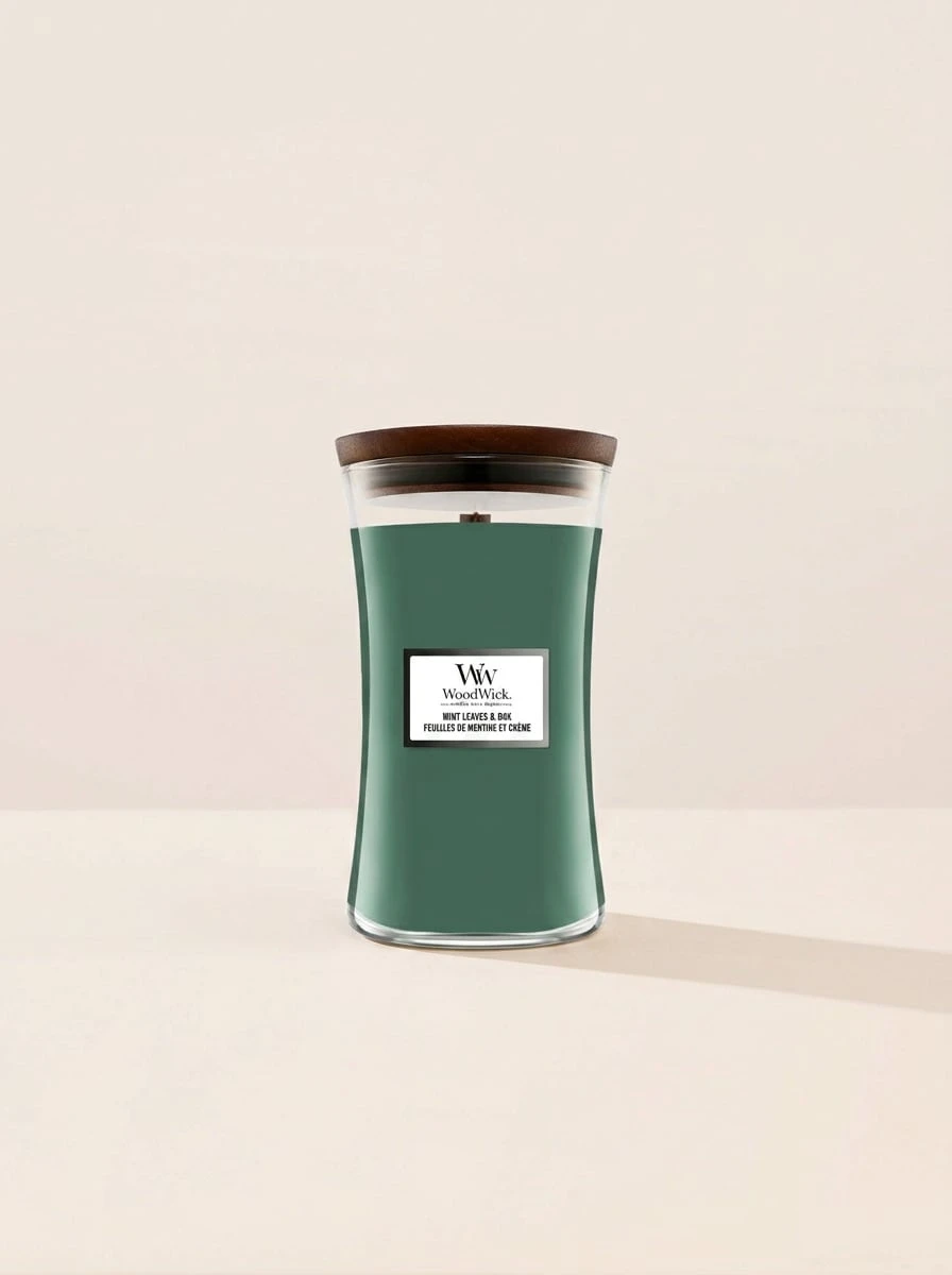 WoodWick Mint Leaves & Oak Large Hourglass Candle 610 G - Mint Leaves & Oak - 查看 1