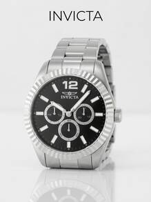 Invicta Stainless Steel Bracelet Men's Watch Black Chronograph Quartz Movement Chronograph Luminous Hands Date Window Model 666270 Sports Summer Vacation - Black - View 1