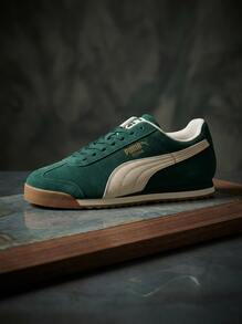 Puma Suede Women Sneakers Breathable Cushioned Comfortable Training Sports Green 398635-10 - Dark green/beige - View 1