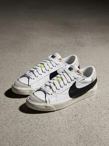 Nike Blazer Low 女款低筒運動鞋 皮革透氣 緩震舒適 日常休閒 白色 DQ1470-101 - 白色/帆白色/黑色 - 查看 1