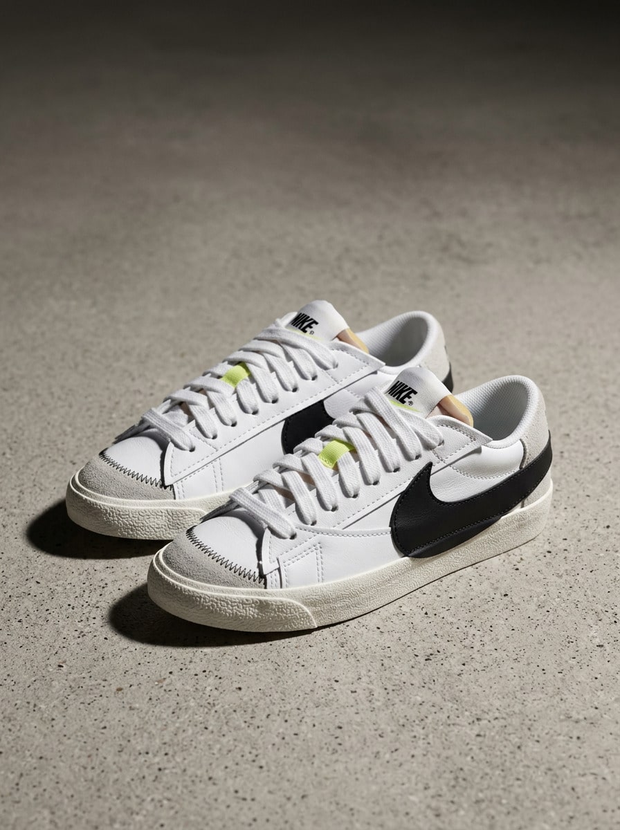 Nike Blazer Low 女款低筒運動鞋 皮革透氣 緩震舒適 日常休閒 白色 DQ1470-101 - 白色/帆白色/黑色 - 查看 1