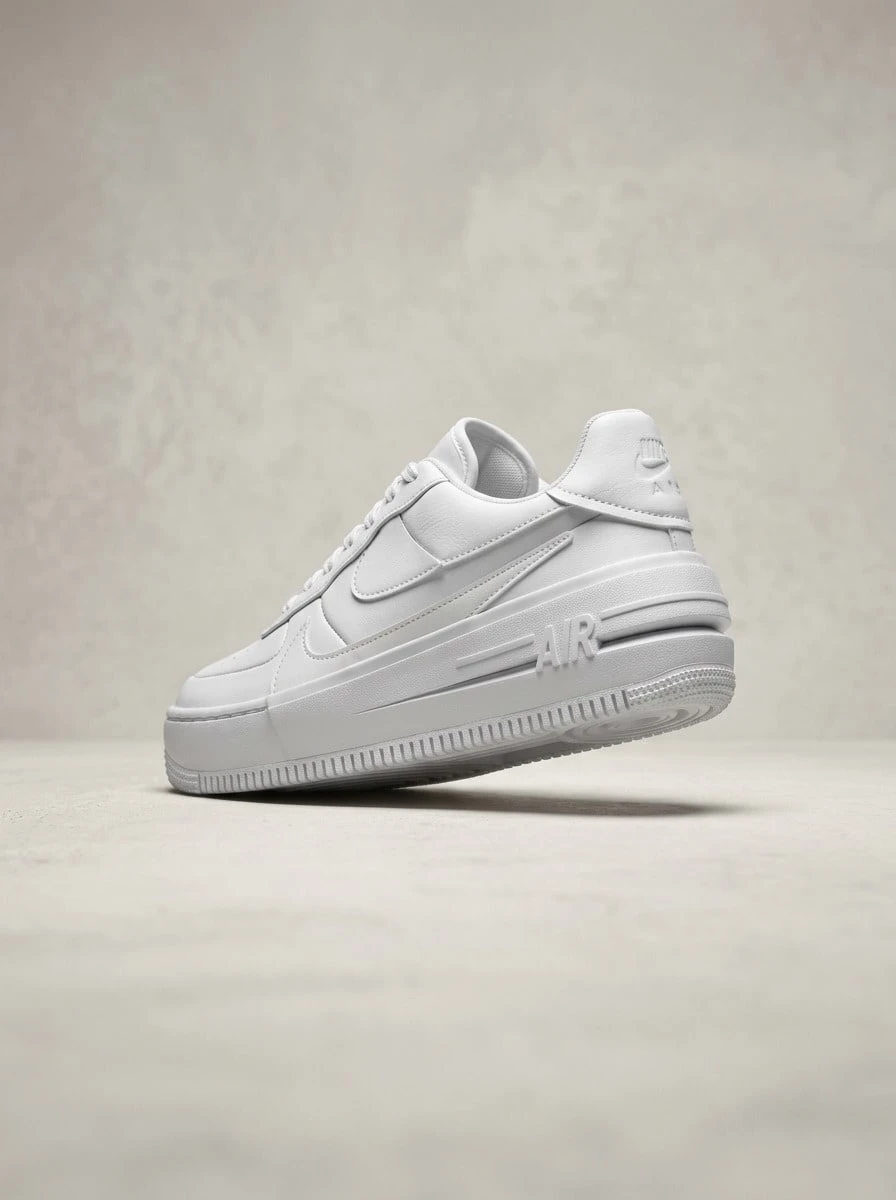 Nike 耐克 AIR FORCE 1 PLT.AF.ORM 白色 - 白色 - 查看 1