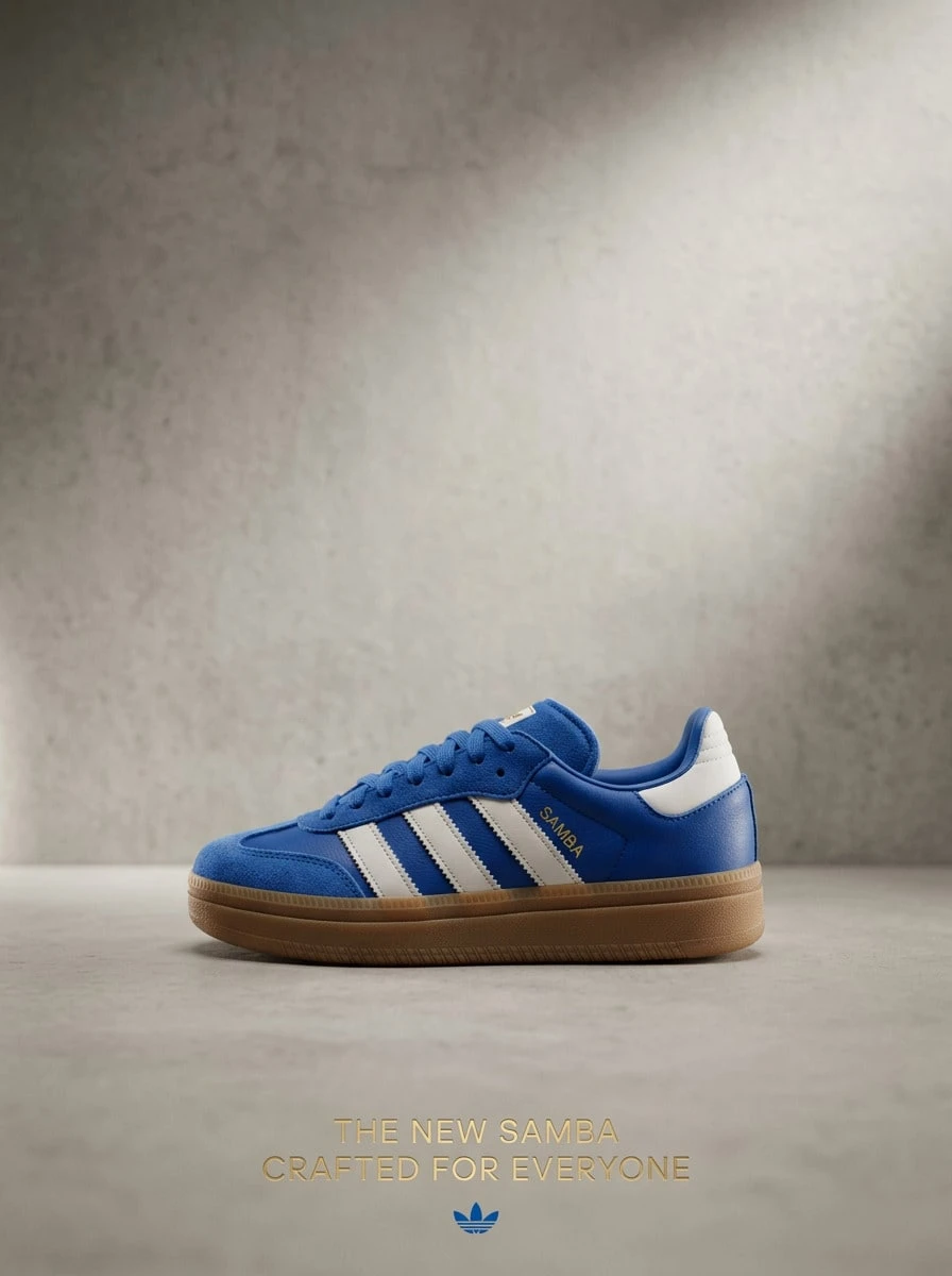 Adidas Samba Hi OG 女款運動鞋,輕量透氣緩震,日常休閒,藍色 JI0865 - 藍色 - 查看 1